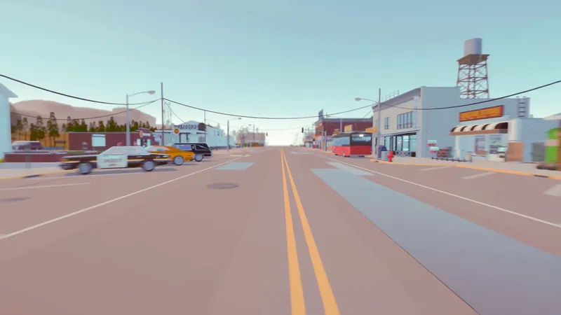 Main street of the town with a sheriff's car parked by the road